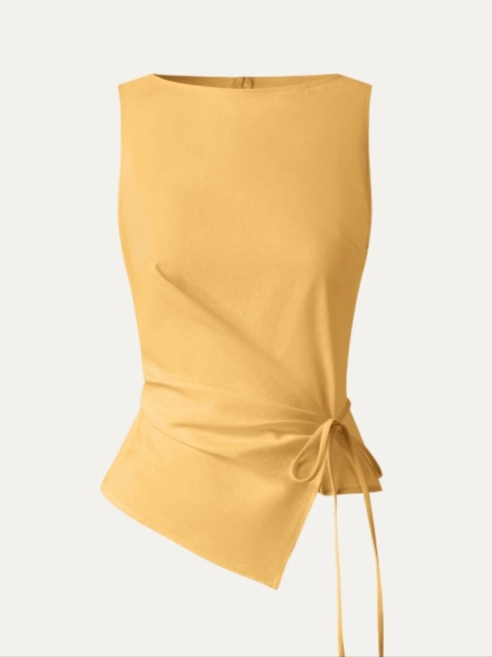 Lyocell-Linen Blend Boatneck Waist-Defined Top - Dandelion